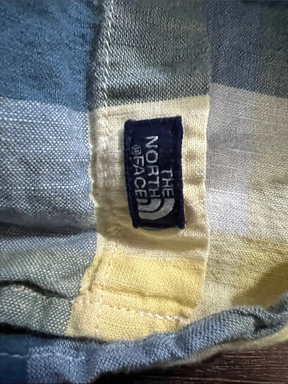 The North Face Yellow and Blue Plaid Short-Sleeve Button-Down Shirt